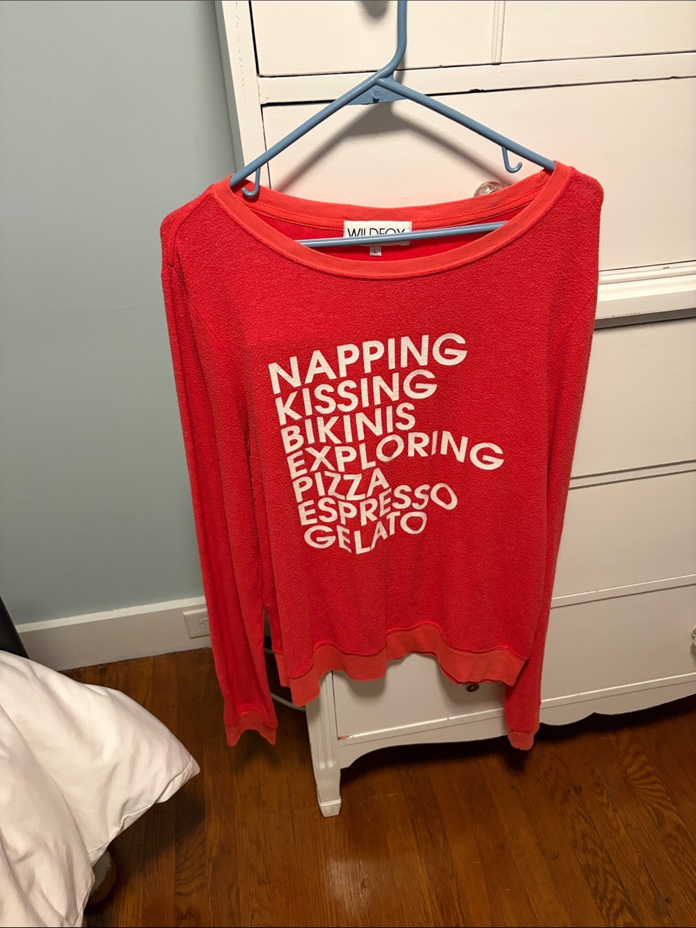 Wildfox Red Long-Sleeve Graphic Pullover